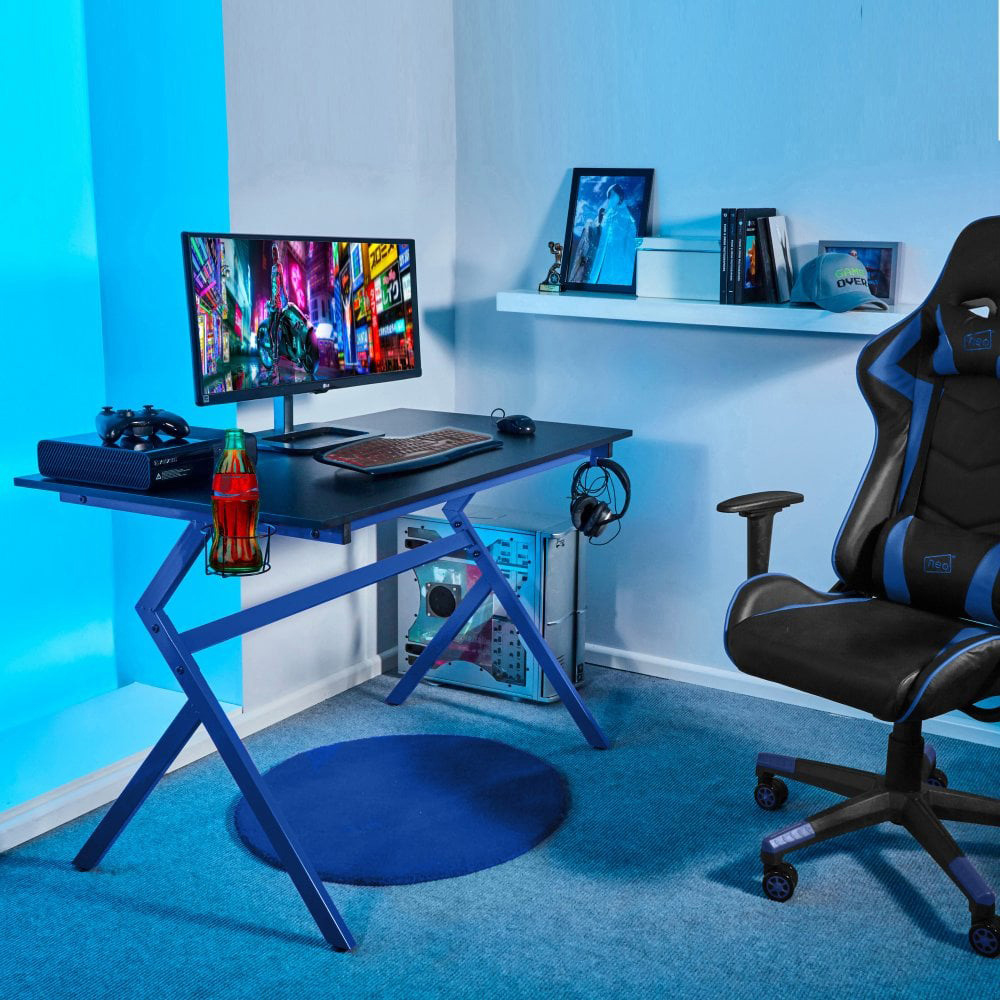 Neo Ergonomic Computer Gaming Desk Blue Image 5
