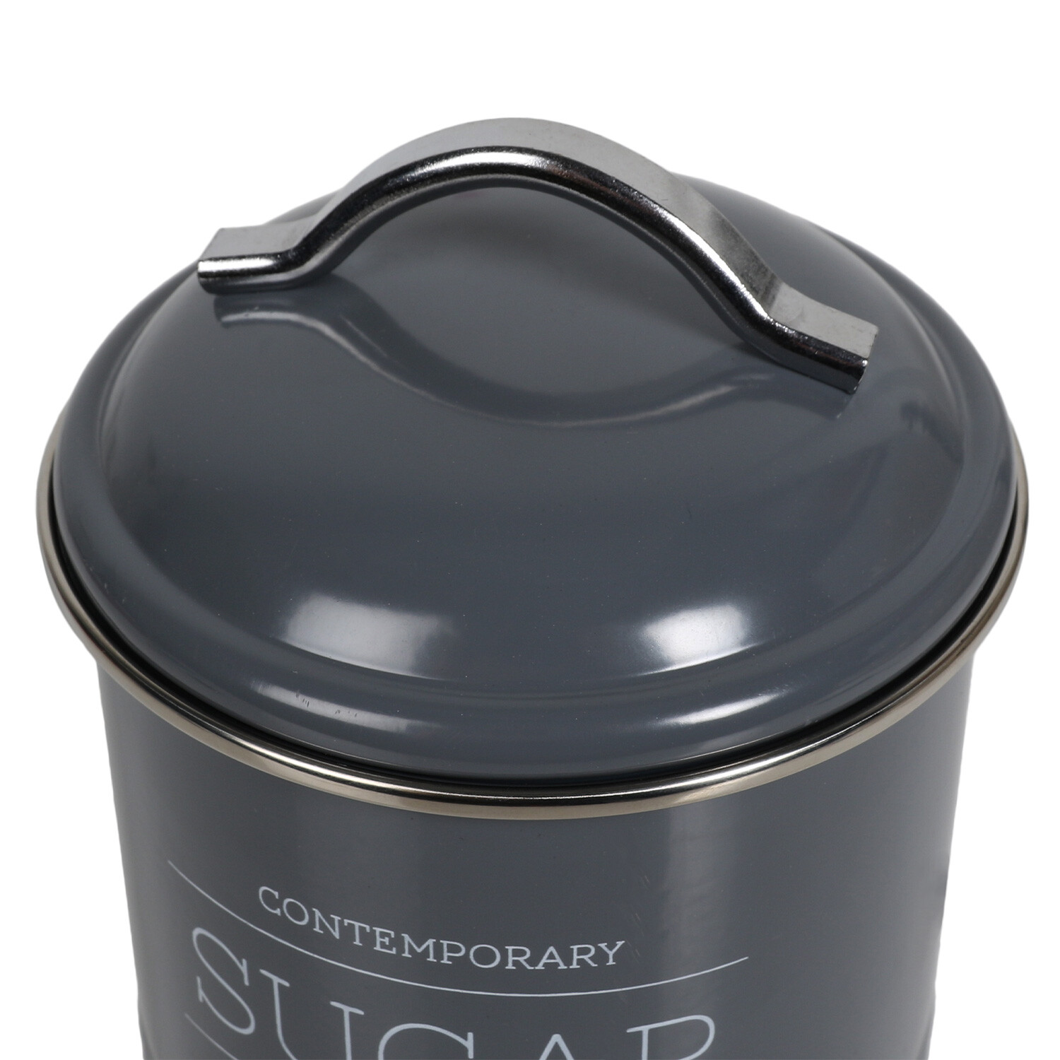 Round Ribbed Canister - Grey Image 3