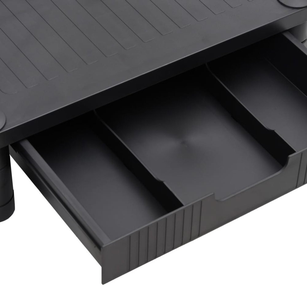 vidaXL Black Monitor Stand with Drawer Image 6