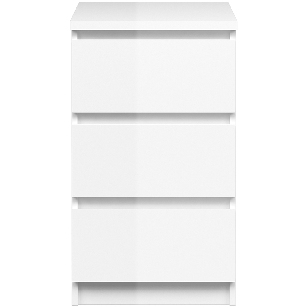 Florence 3 Drawer White High Gloss Bedside Table Image 3