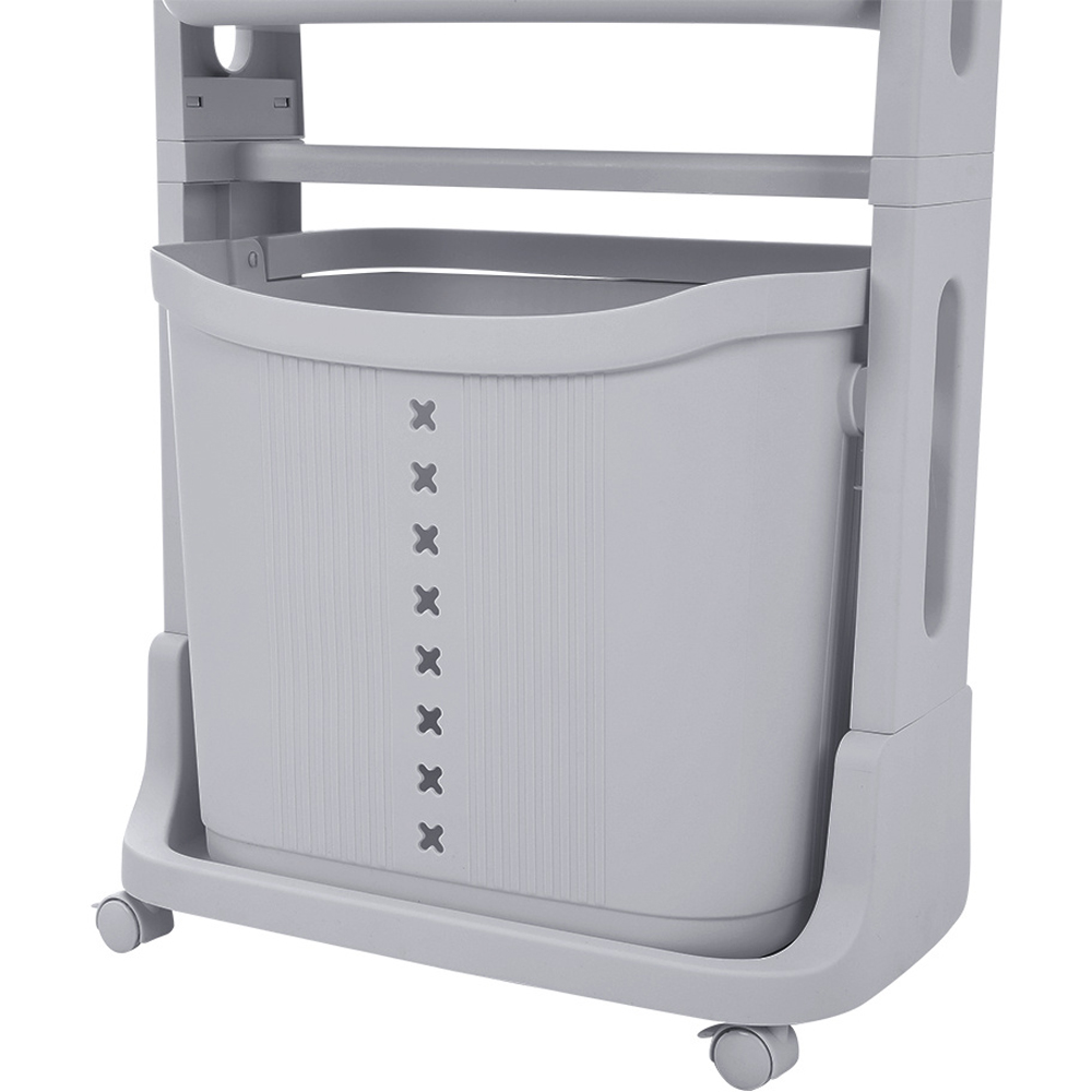 H&O Direct 4 Tier Grey Laundry Basket with Wheels Image 3