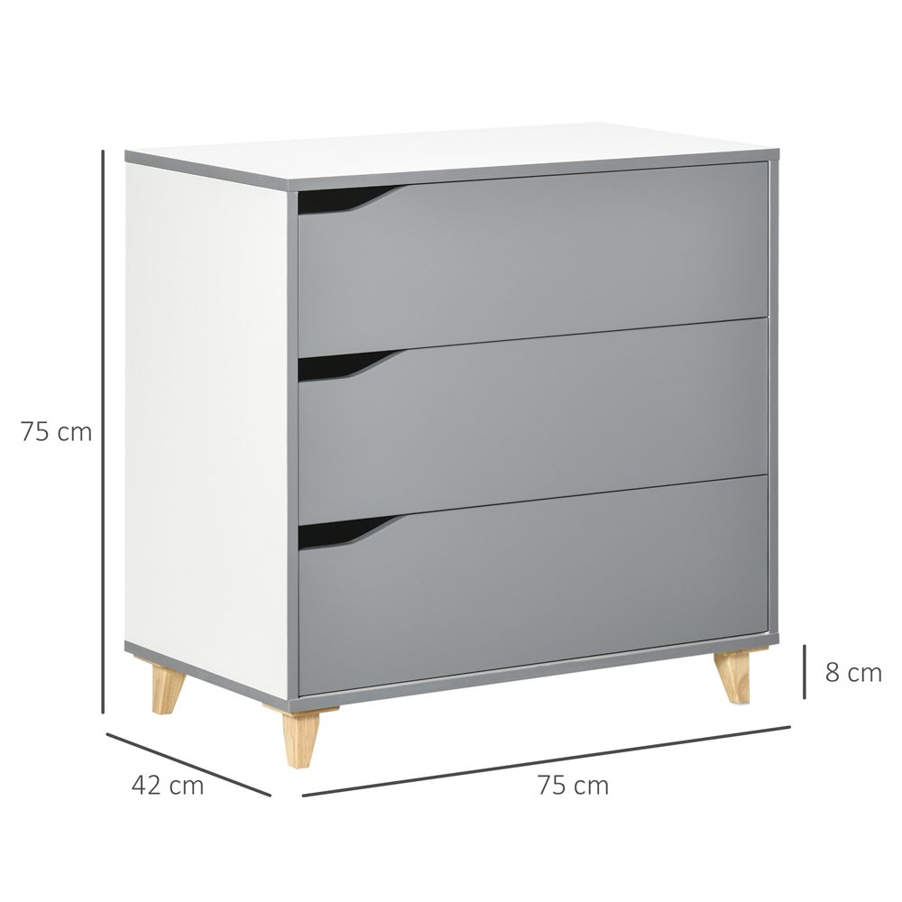 Portland 3 Drawer Grey Storage Cabinet Image 7