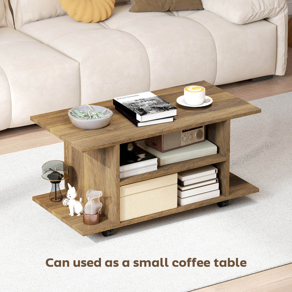 Portland 4 Shelf Walnut Mobile Modern Multifunctional TV Unit Image 6