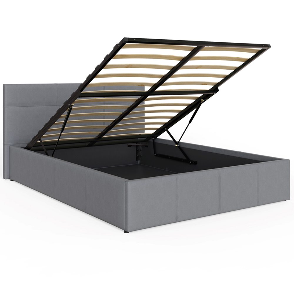 GFW Double Grey Faux Leather End Lift Ottoman Bed with Bonnell Mattress Image 4