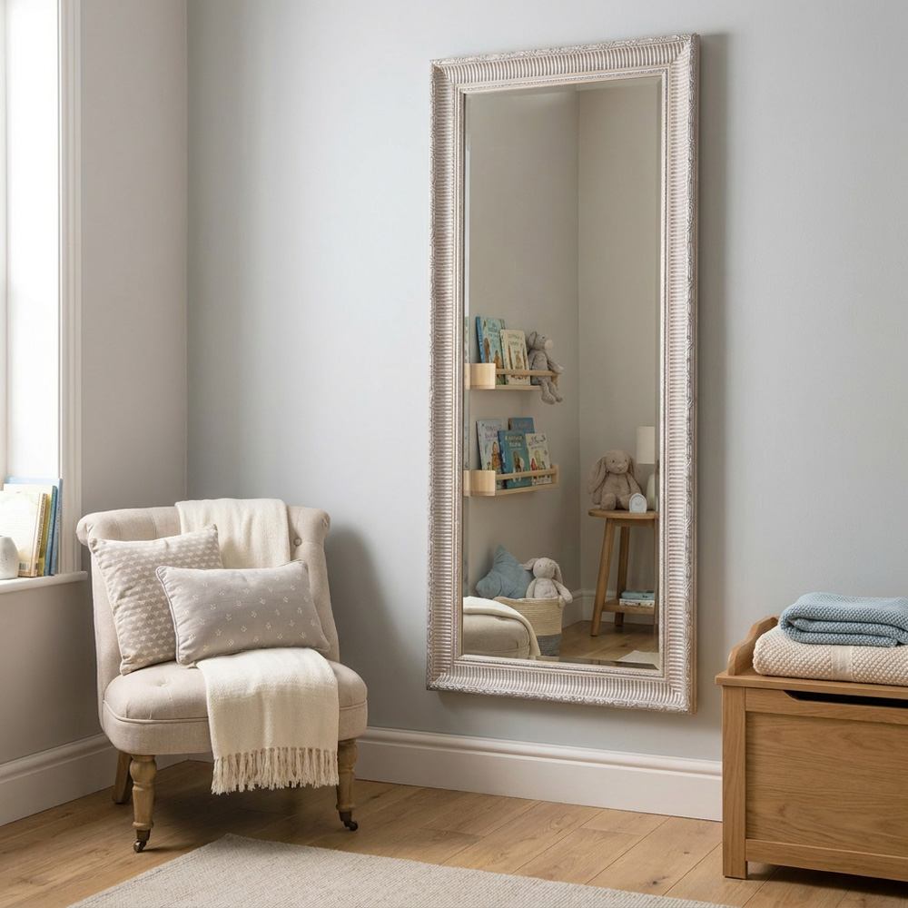 Iyla Carved Washed Wooden Mirror Image 8