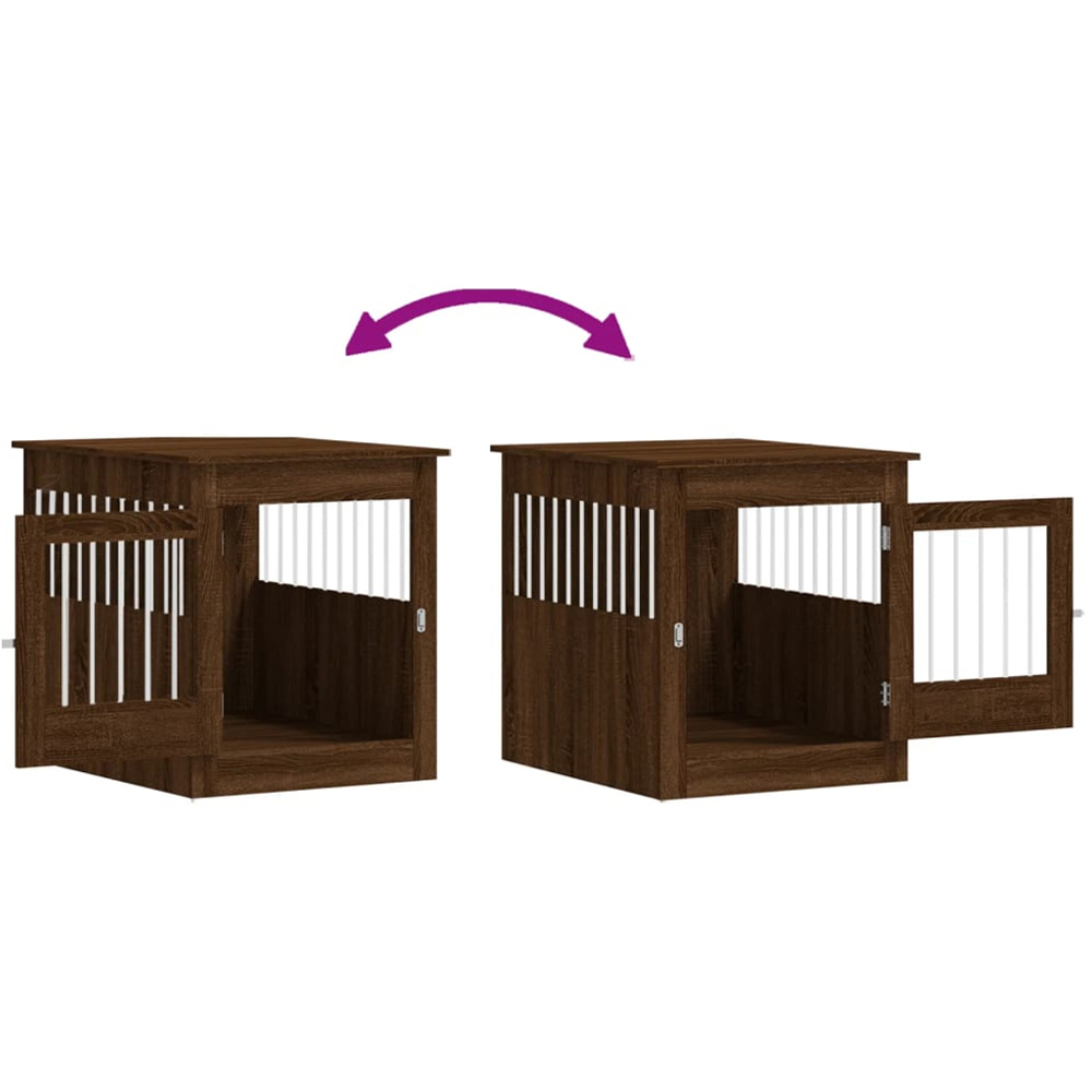 vidaXL Brown Oak Processed Wood Dog Crate Furniture 64.5 x 80 x 71cm Image 9