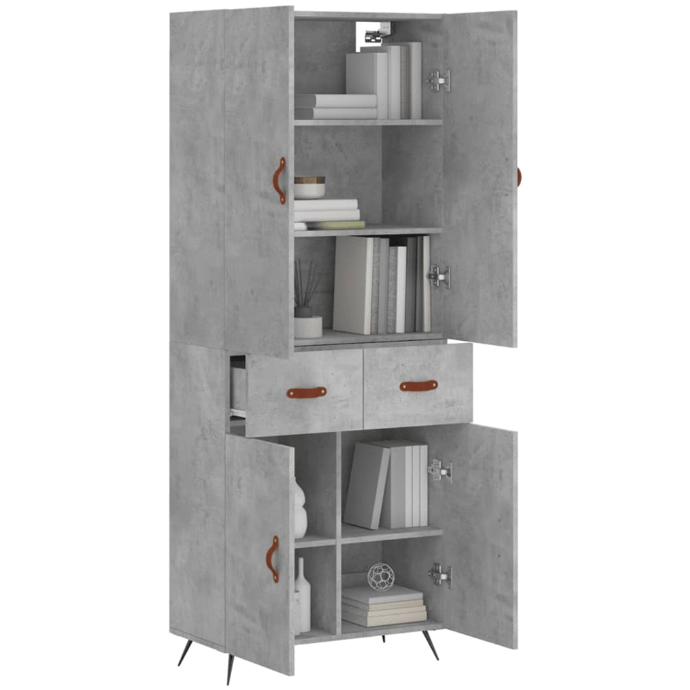 vidaXL 4 Door 2 Drawer Concrete Grey Highboard Image 3