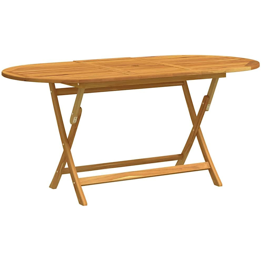 Walplus 6 Seater Brown Solid Eucalyptus Wood Foldable Garden Table Image 2