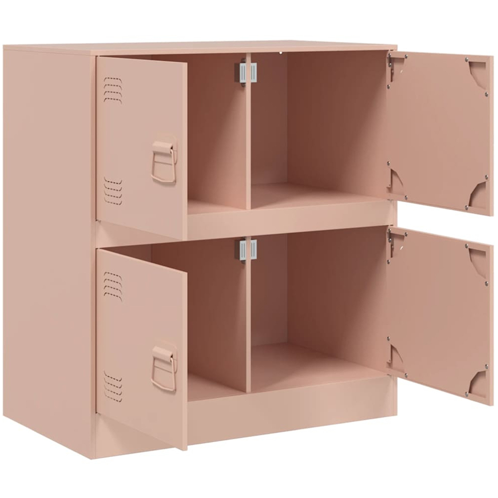 vidaXL 4 Door Pink Steel Sideboard Image 4