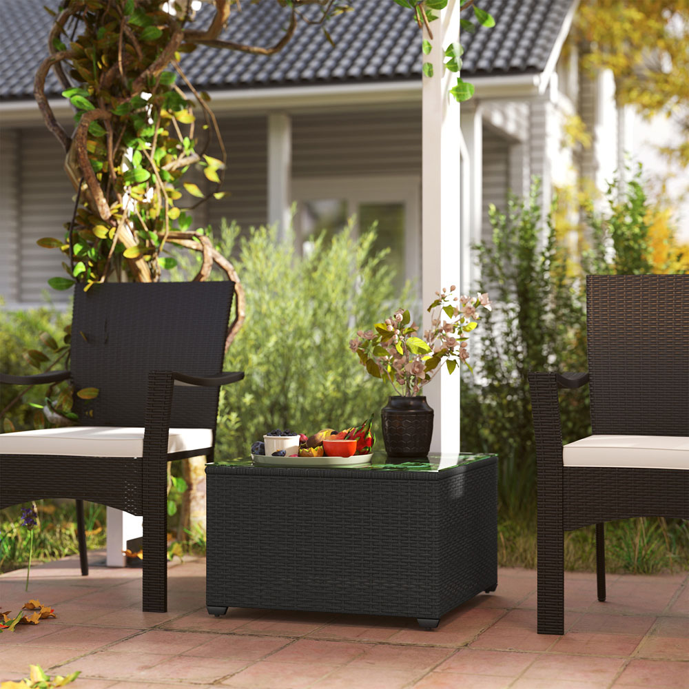 Outsunny Dark Grey Rattan Outdoor Coffee Table Image 3