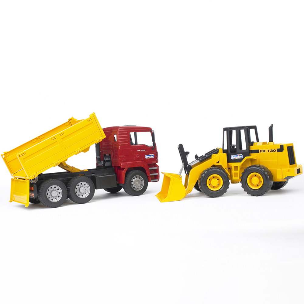 Bruder Kids MAN TGA Construction Truck and FR 13 Articulated Road Loader Playset Model Image 2