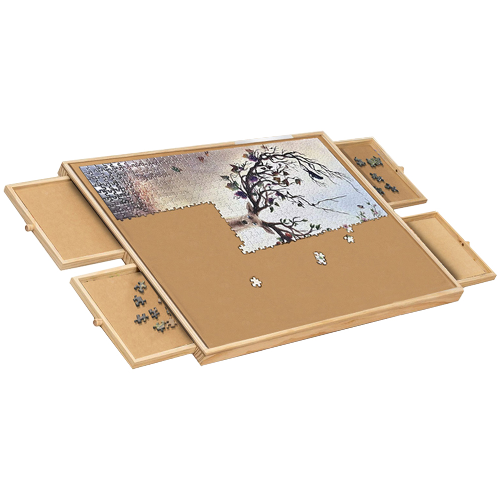 Gr8 Home 4 Drawer Adjustable Wooden Jigsaw Puzzle Table Image 1