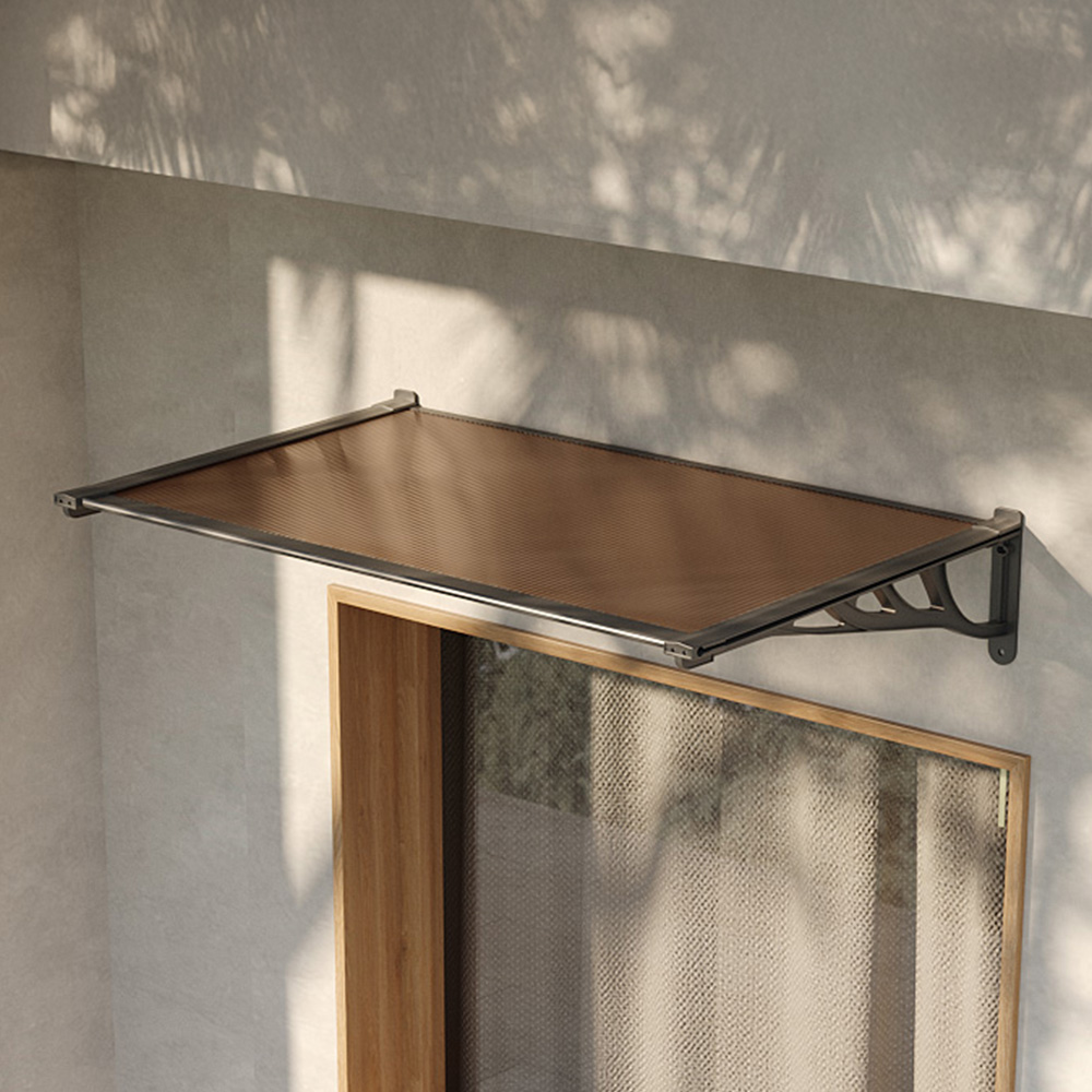 Living and Home Dark Brown Flat Door and Window Canopy 1.5 x 0.9m Image 1