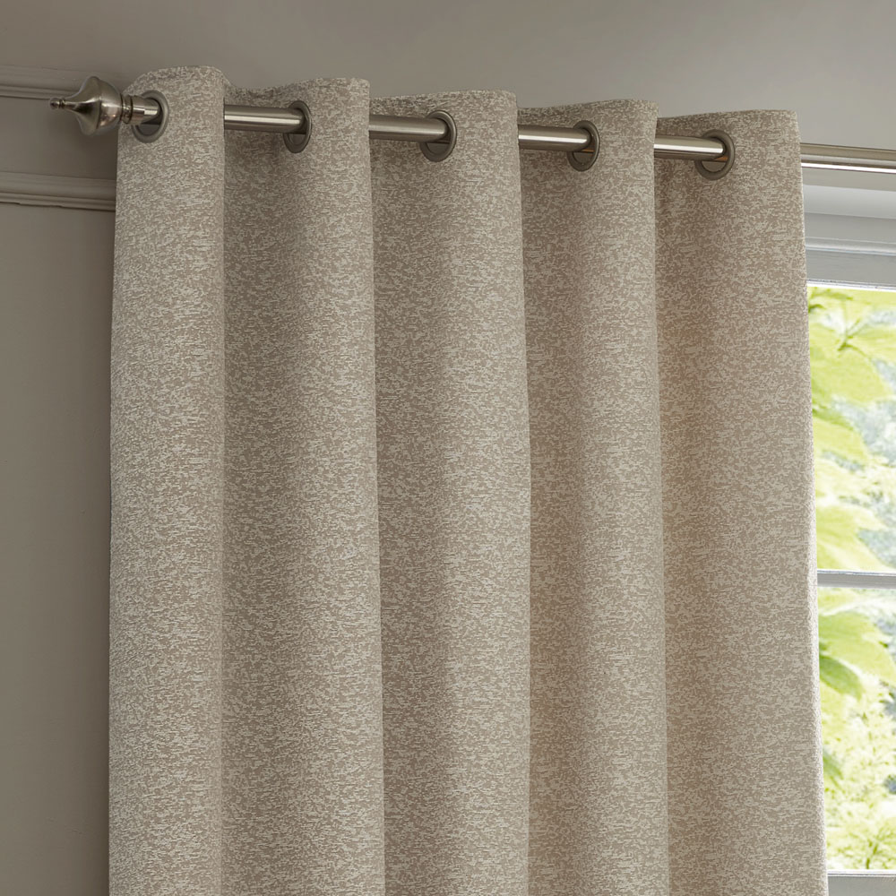 Paoletti Galaxy Ivory Fully Lined Velvet Eyelet Curtains 168 x 183cm Image 2