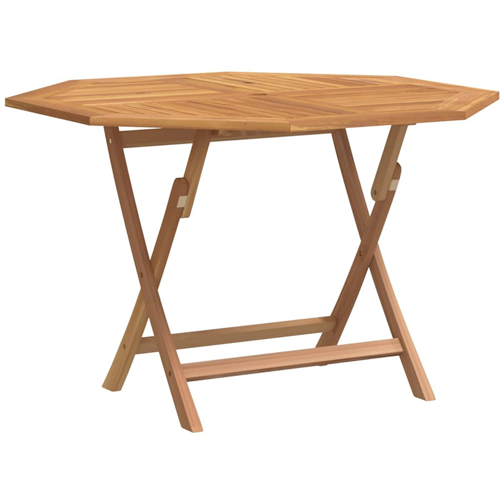 vidaXL Brown Solid Wood Teak Octagon Foldable Garden Table 110cm Image 2