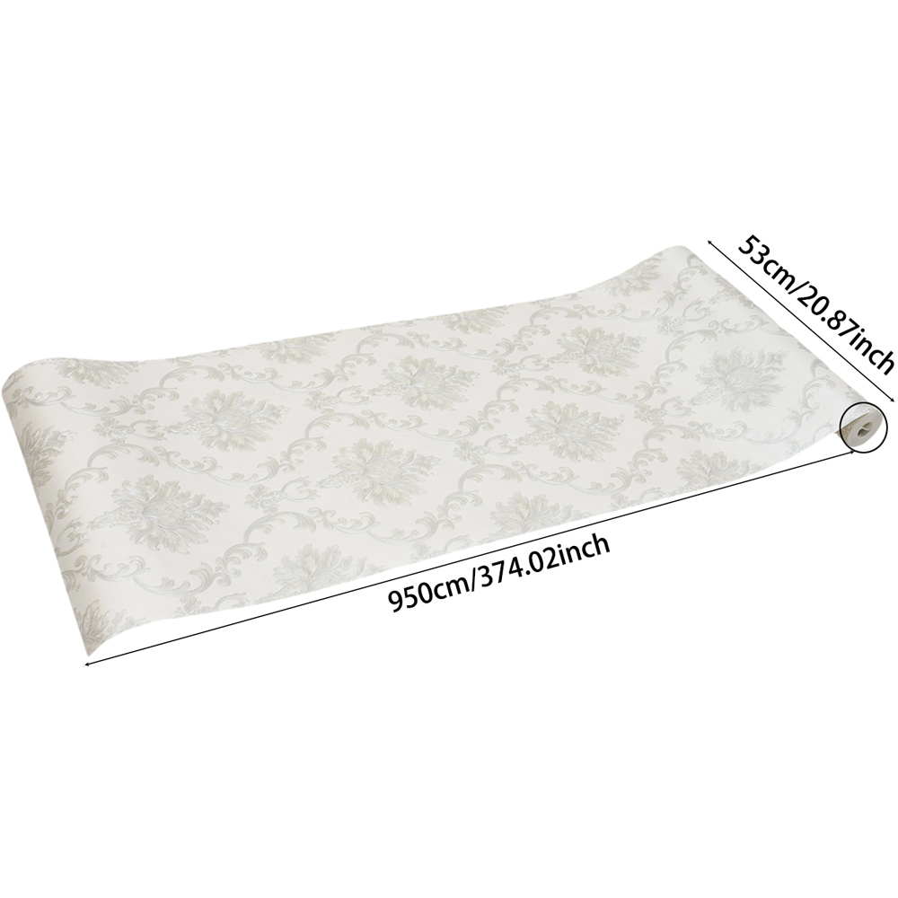 Living and Home Floral Pattern Rectangle 3D Embossed Light Grey Non-Pasted Wallpaper Image 8