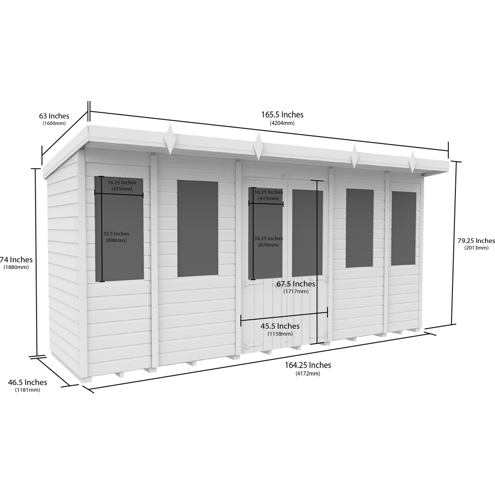 DIY Sheds 14 x 4ft Tongue and Groove Timber Pent Summerhouse Image 8