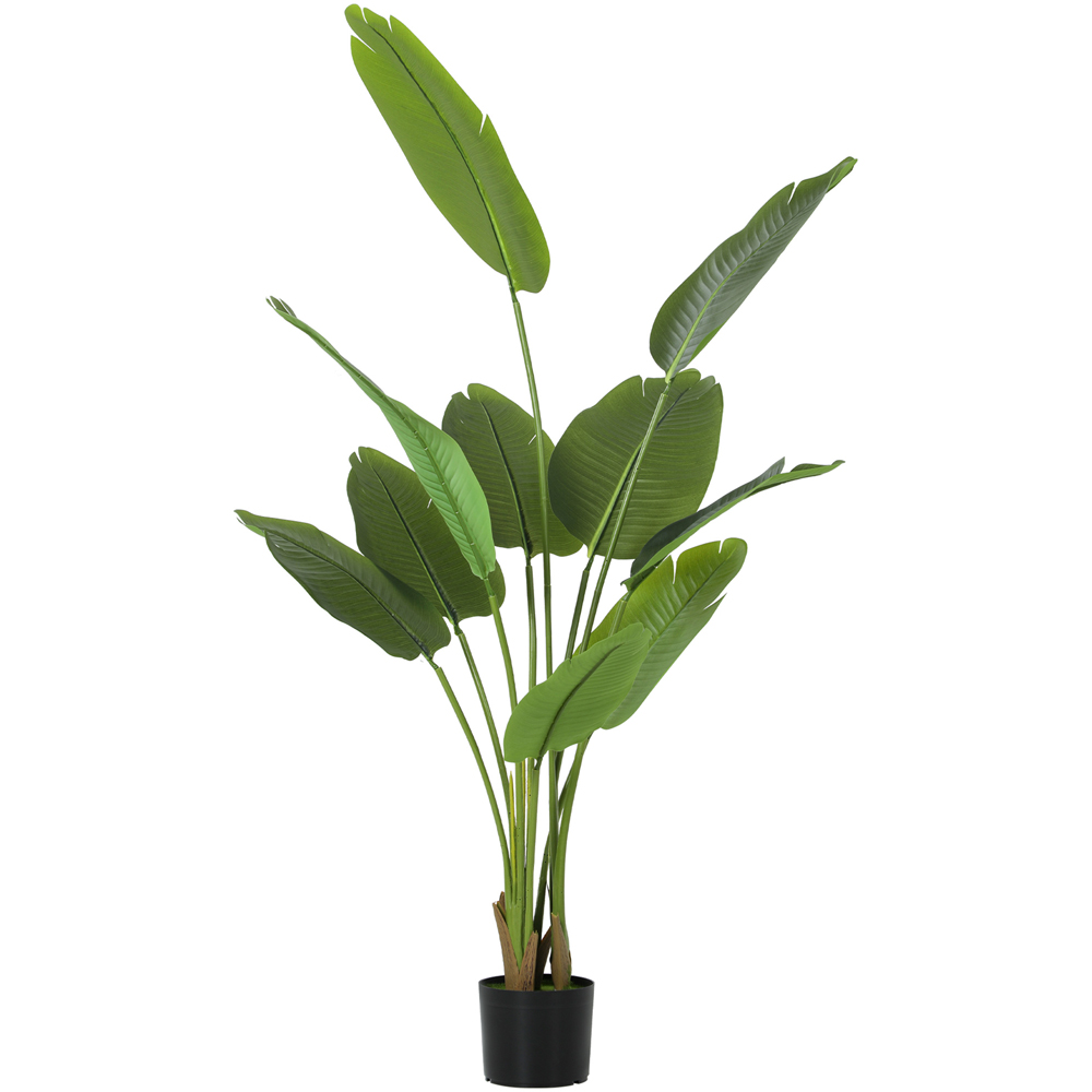 HOMCOM Green Bird of Paradise Artificial Plant Pot with Flocking 160cm Image 1
