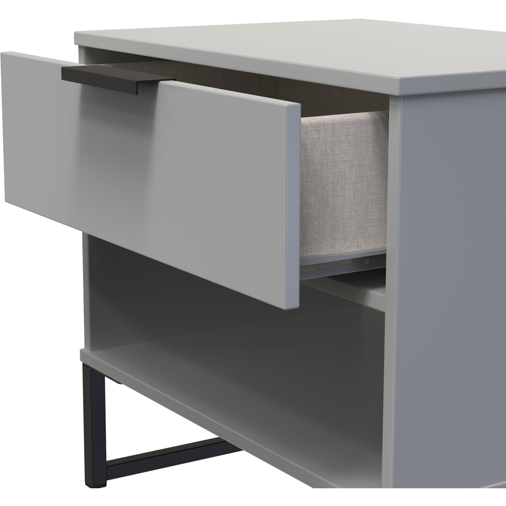 Crowndale Diego Single Drawer Single Shelf Dusk Grey Open Bedside Cabinet Ready Assembled Image 5