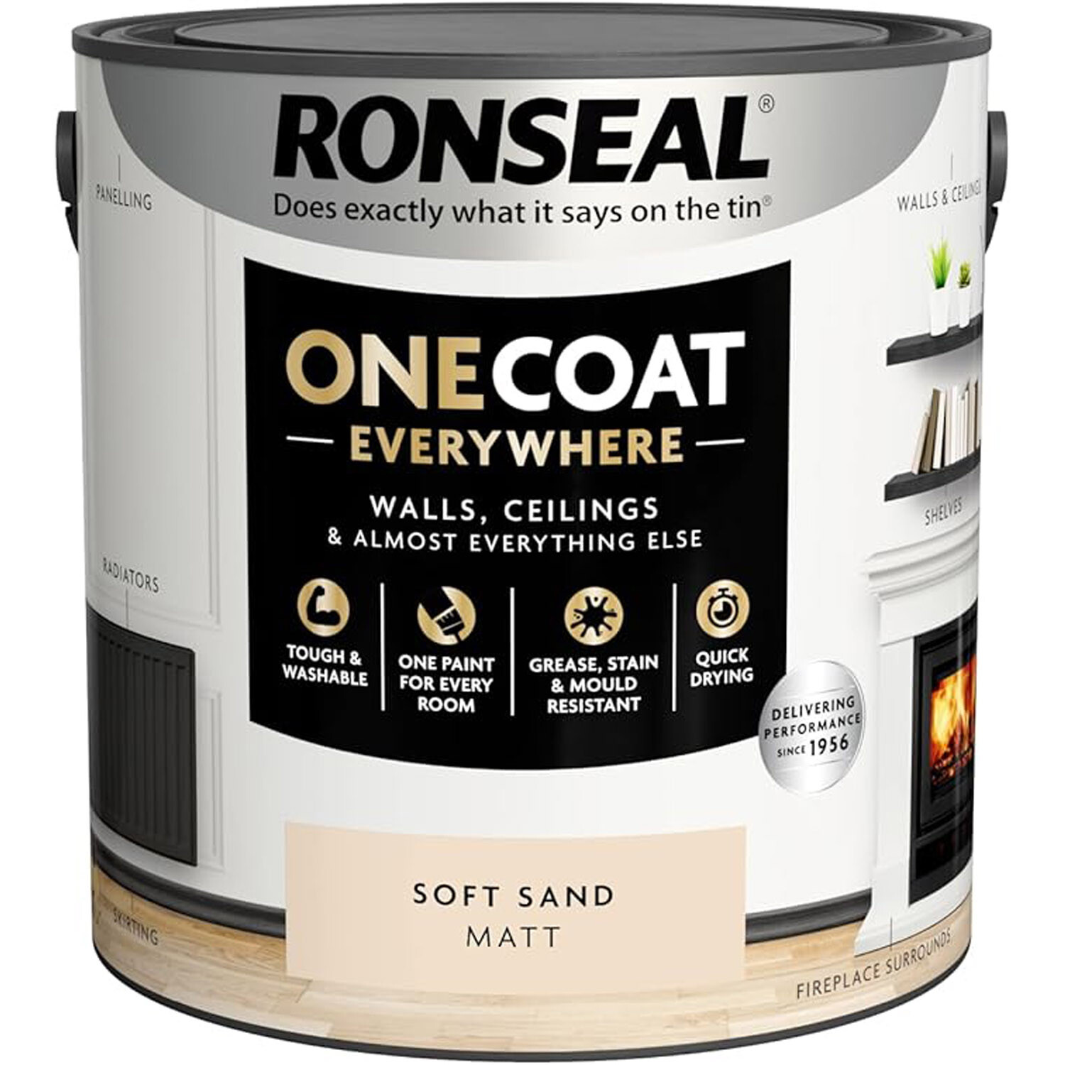Ronseal One Coat Everywhere Interior Paint Soft Sand 2.5l Image 2