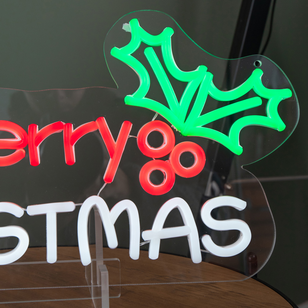Samuel Alexander Red and White LED Light Up Merry Neon Sign 23 x 40cm Image 8