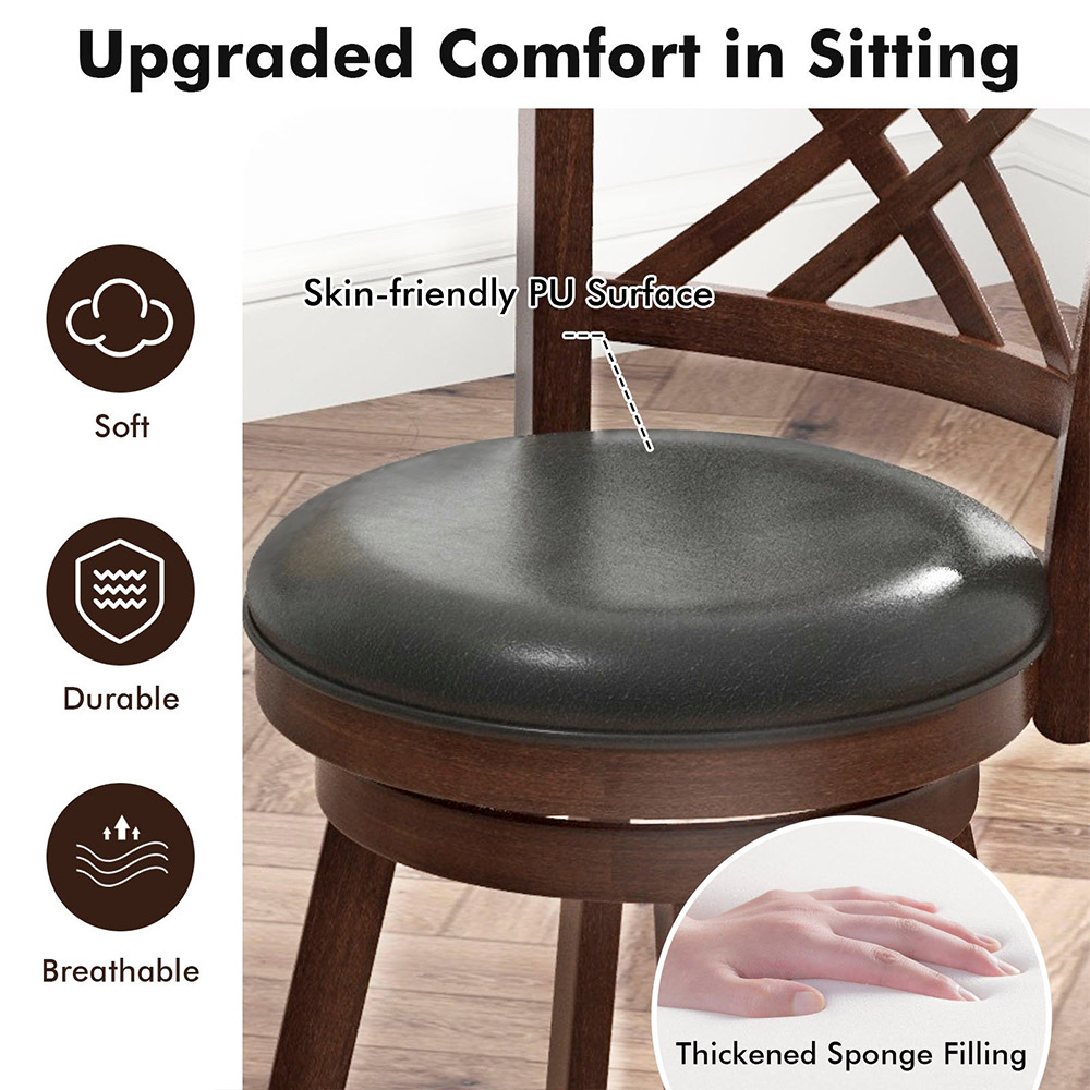 Costway Swivel Upholstered Counter Height Bar Stool Set of 2 Image 7