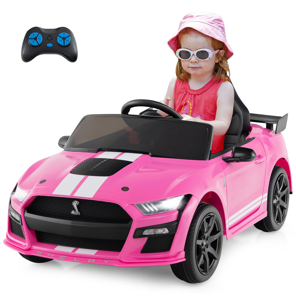 Costway Kids Pink Licensed Ford Mustang Shelby GT500 Electric Ride On Car 12V Image 2