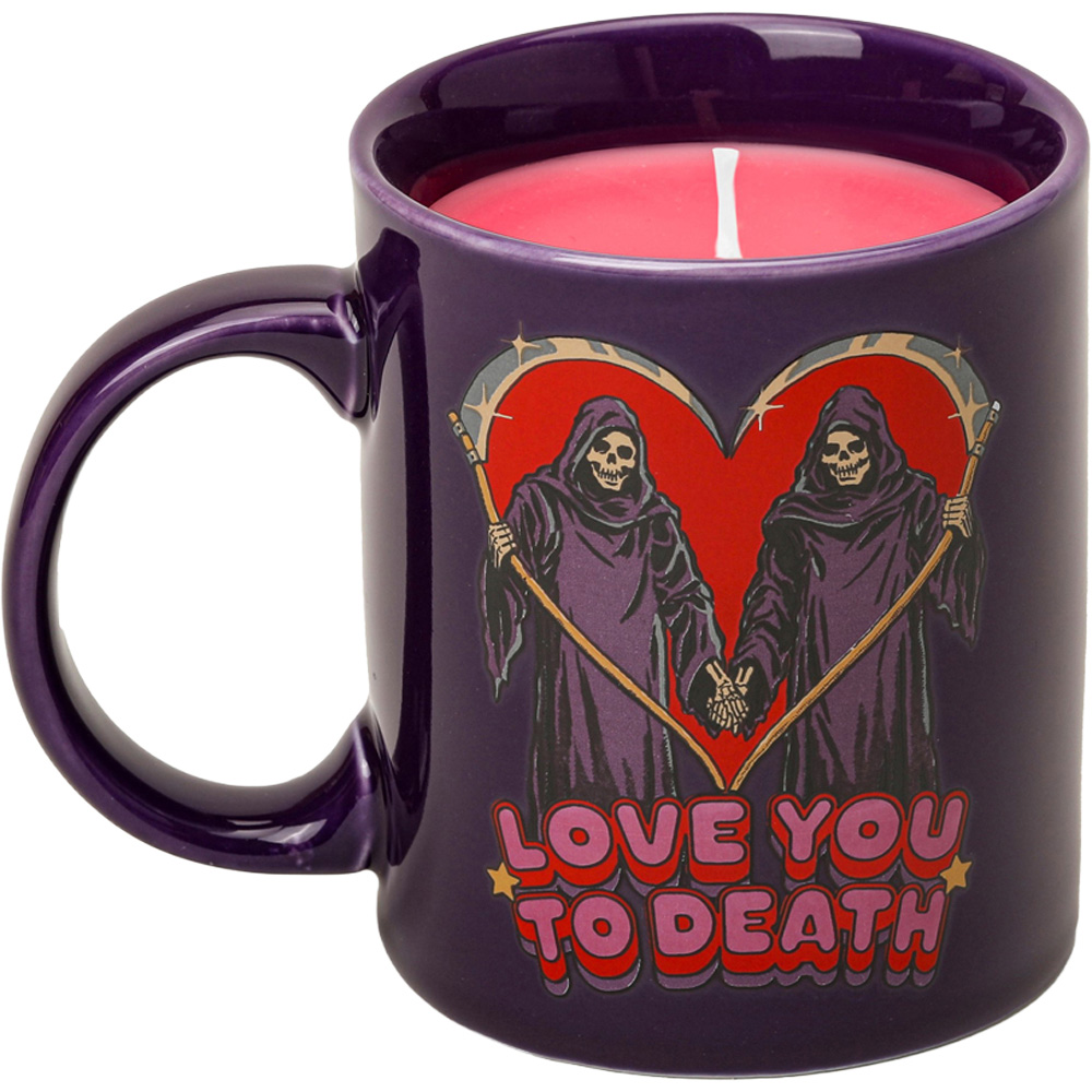 Steve Rhodes Love You To Death Pink Cherry Scented Candle with Purple Mug Image 4