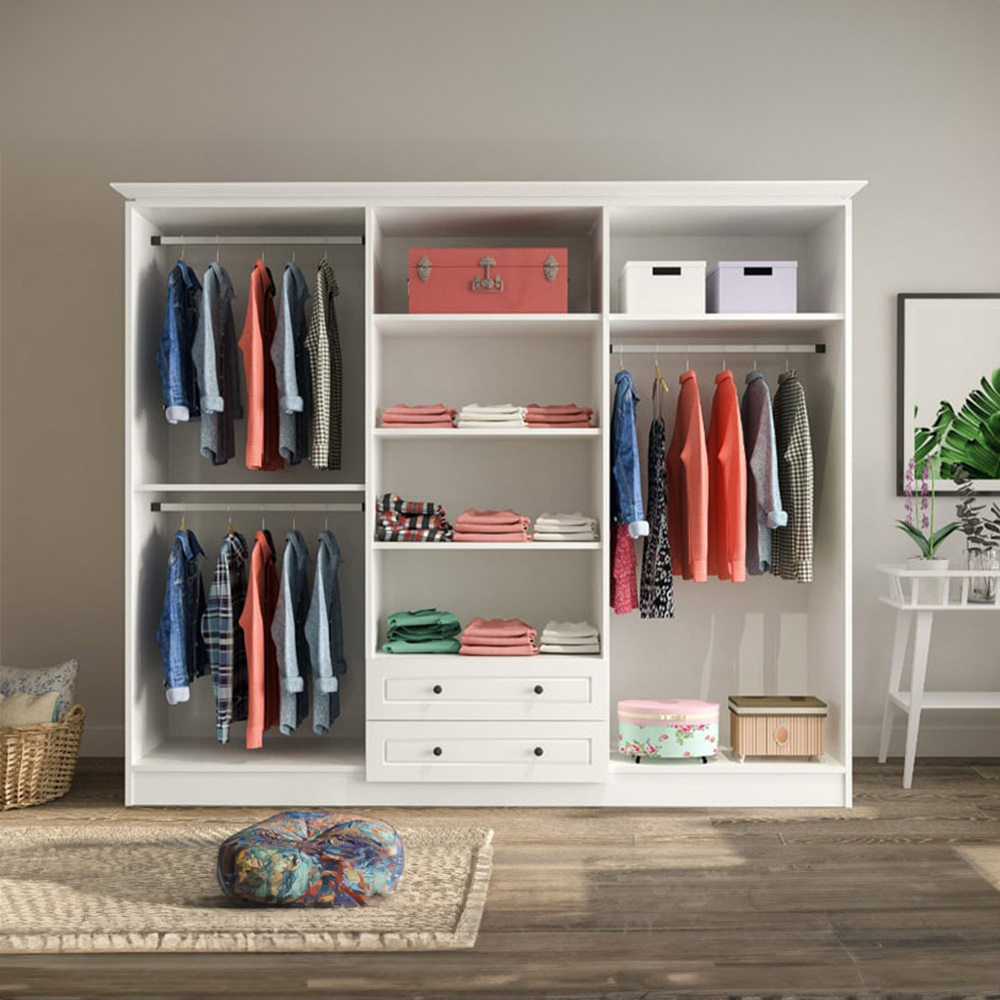Evu MAISON 6 Door 2 Drawer White XL Mirror Wardrobe Image 4