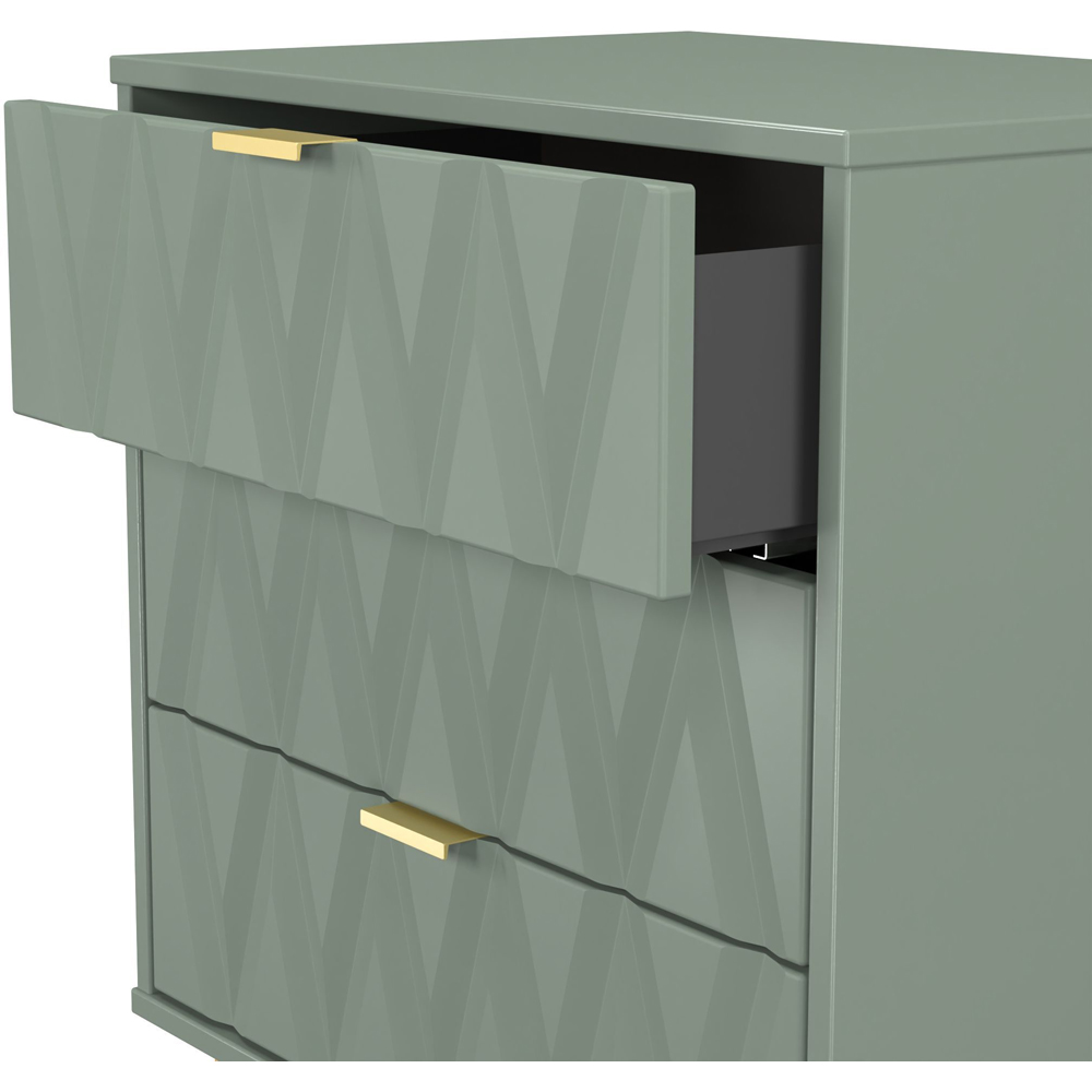 Crowndale Diamond 3 Drawer Reed Green Midi Chest of Drawers Ready Assembled Image 6