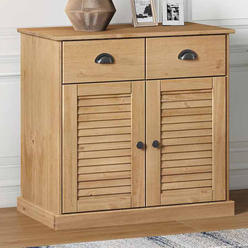vidaXL 2 Door 2 Drawer Solid Pine Wood Sideboard Image 1