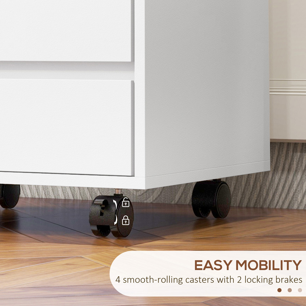 HOMCOM 4 Drawer White Vertical Mobile Filing Cabinet Image 8