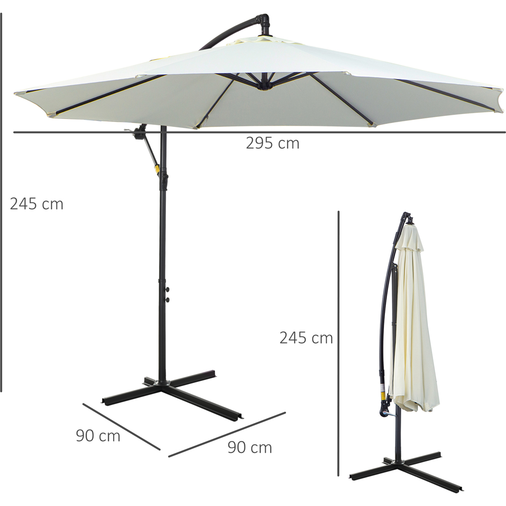 Outsunny Cream White Cantilever Banana Parasol with Cross Base 3m Image 7