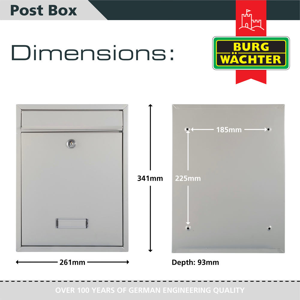 Burg-Wachter Trent Silver Post Box Image 6