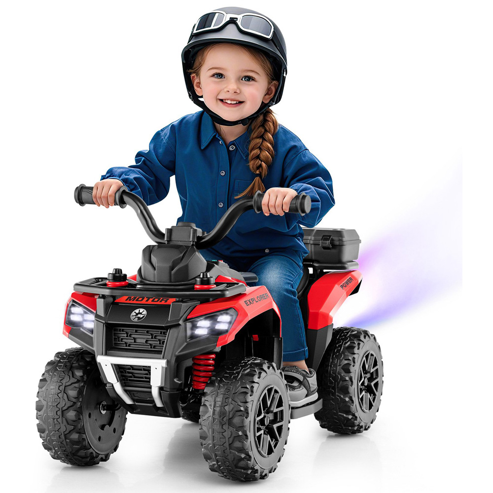 Costway Kids Red Electric Quad Bike with Spray Function and Storage Box 6V Image 4