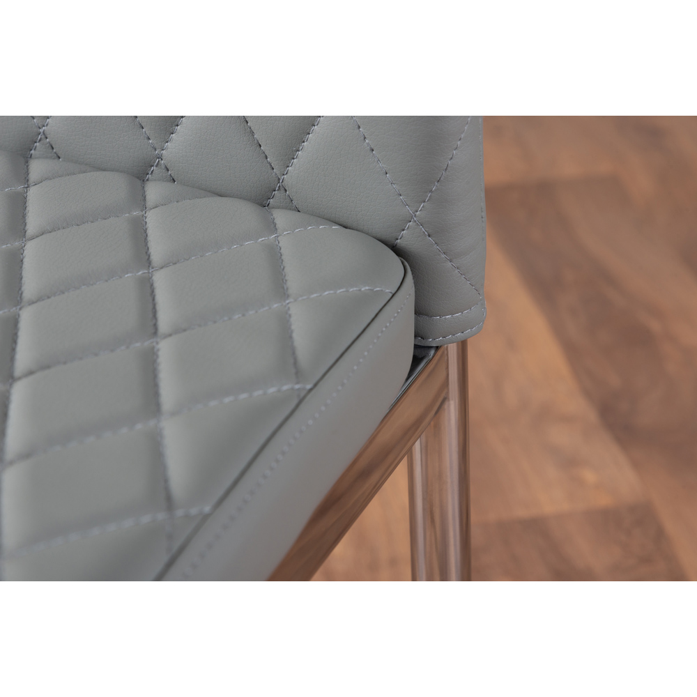 Furniturebox Lucia Valera Faux Leather 4 Seater Round Dining Set Grey Image 6