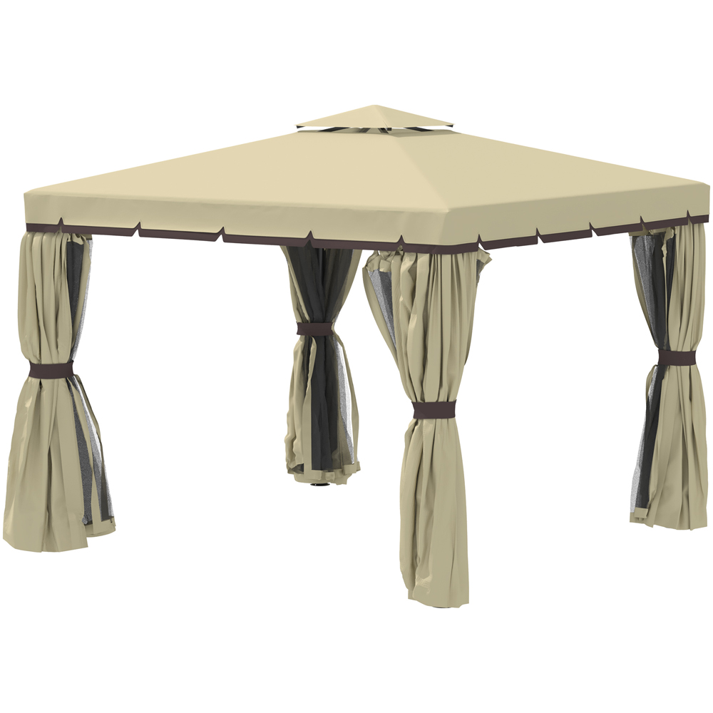 Outsunny 3.3 x 3.3m 2-Tier Beige Gazebo Shelter Tent Image 3