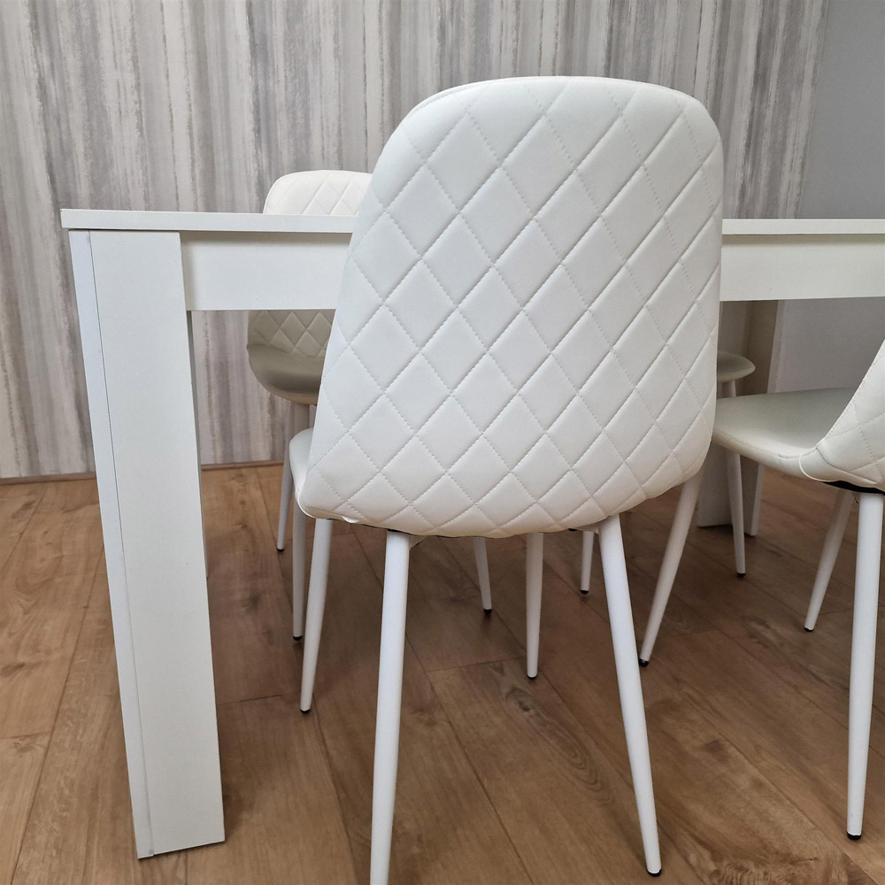 Kosy Koala 4 Seater Faux Leather Gem Pattern Dining Set White and Black Image 5
