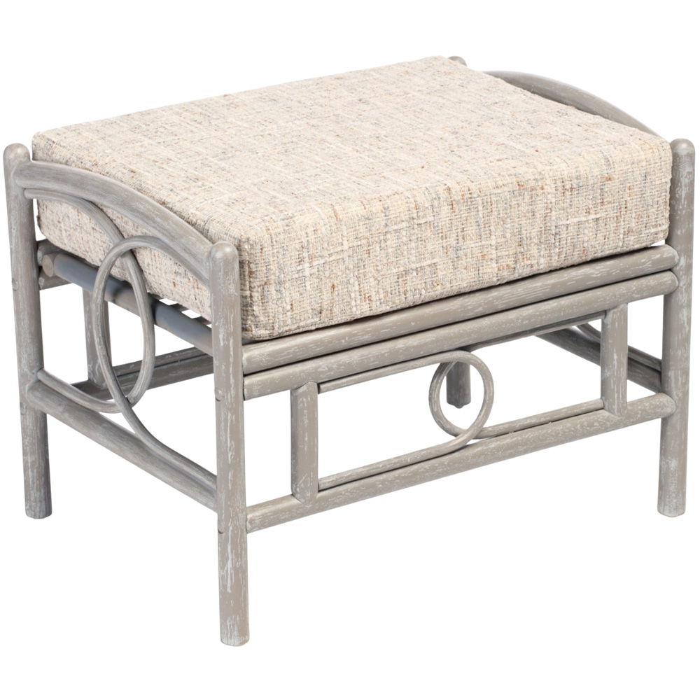 Desser Furniture Madrid Grey Natural Rattan Farrow Footstool Image 2
