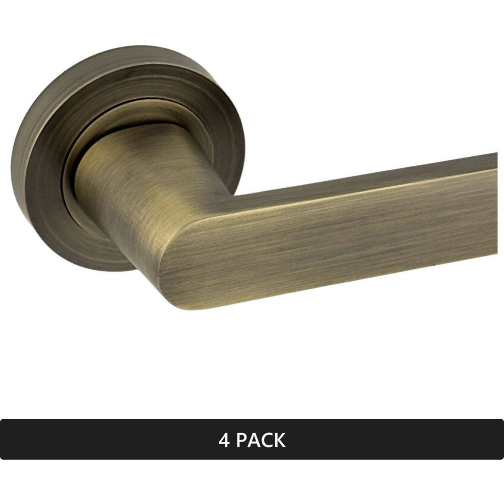 AXS Hardware Harlem Antique Brass Door Handles on Rose 4 Pack Image 5