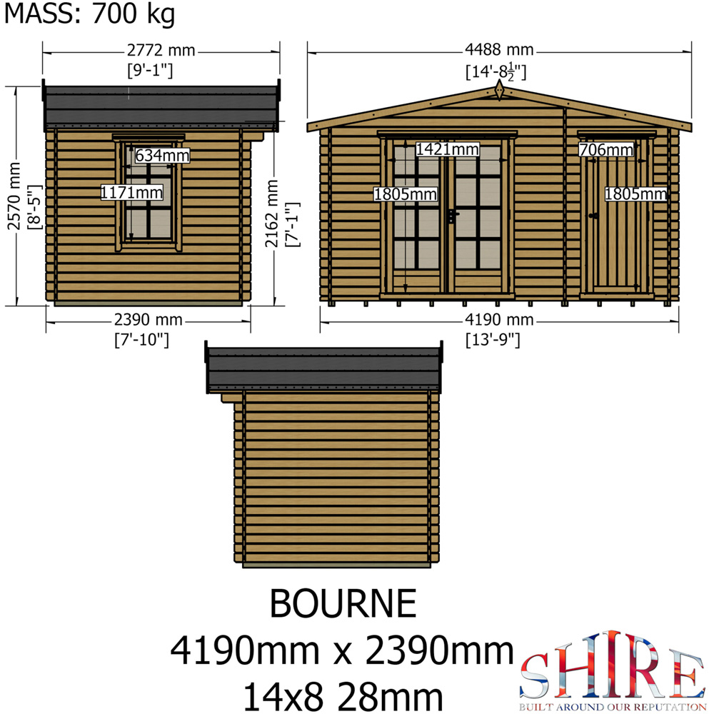 Shire Bourne 14 x 8ft Dual-Purpose Apex Garden Log Cabin with Integral Storage Image 9
