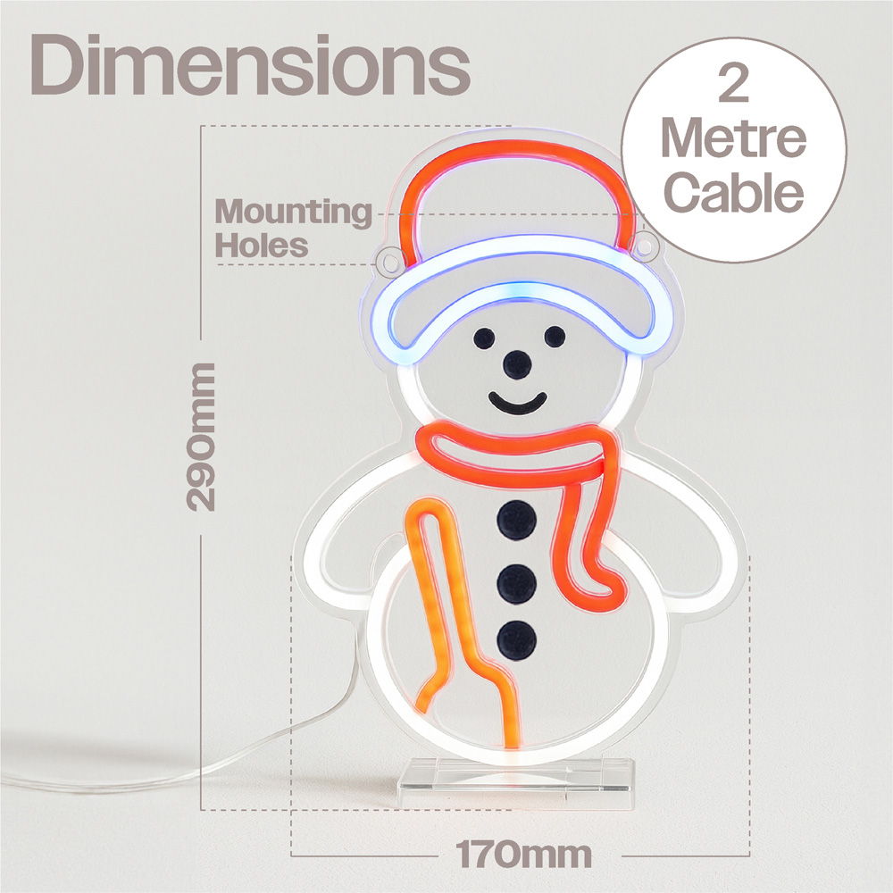 Xmas Haus Neon LED Wall Mountable Snowman 29 x 17cm Image 7