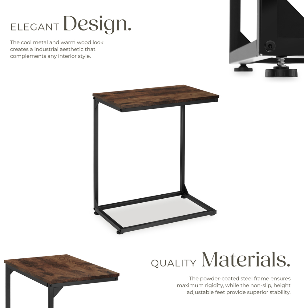 tectake Cardiff Dark Industrial Wood Rustic Bedside Table Image 4