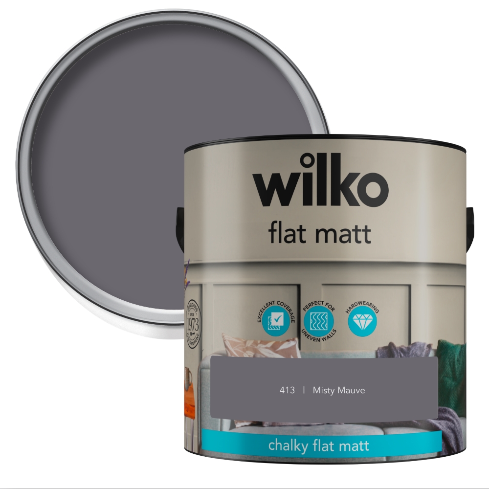 Wilko Misty Mauve Chalky Flat Matt Emulsion Paint 2.5L Image 1