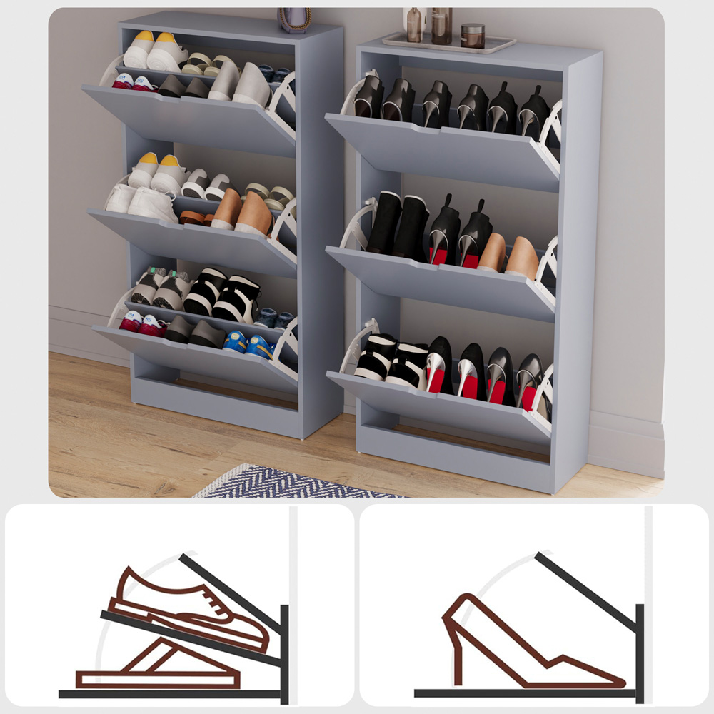 Vida Designs 3 Drawer Grey Shoe Cabinet Image 5