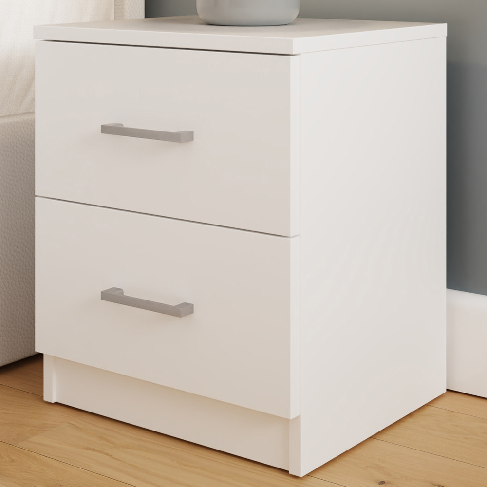 GFW Bailey 2 Drawer White Bedside Table Set of 2 Image 1