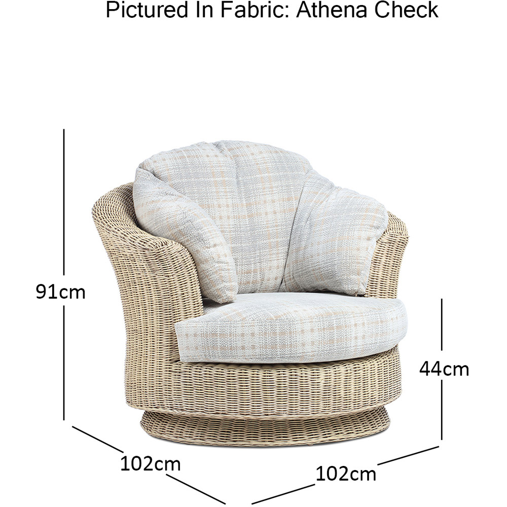 Desser Clifton Lyon Natural Rattan Check Fabric Swivel Chair Image 4