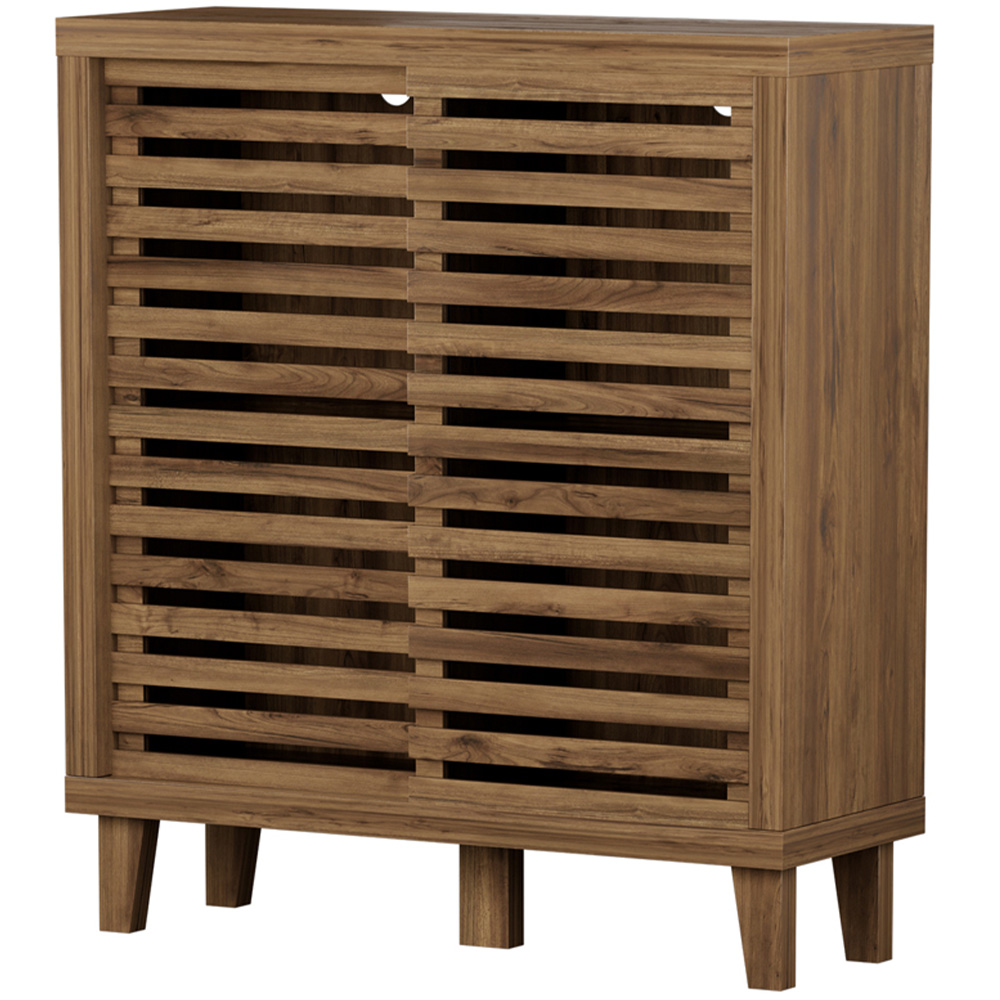 Flexi Storage Erik 2 Door Mango Wood Effect Slatted Petite Sideboard Image 2