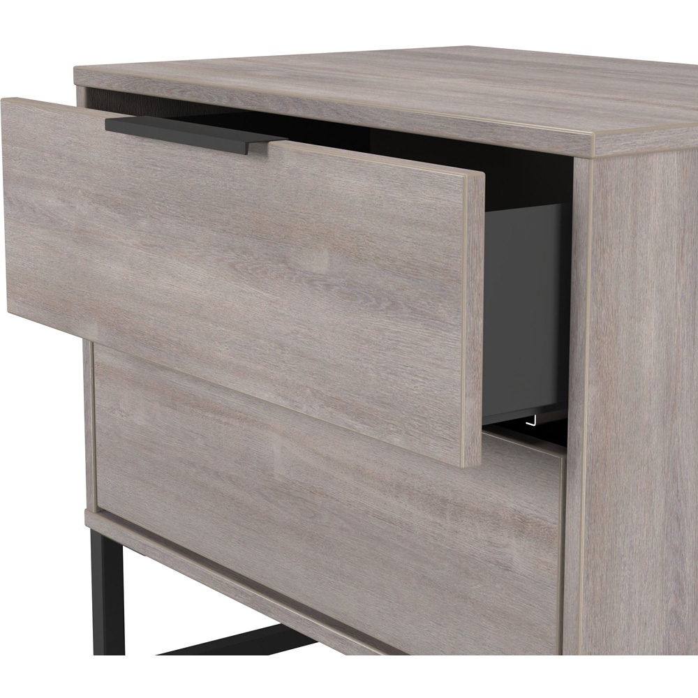 Crowndale Hong Kong 2 Drawer Grey Oak Side Table Ready Assembled Image 6
