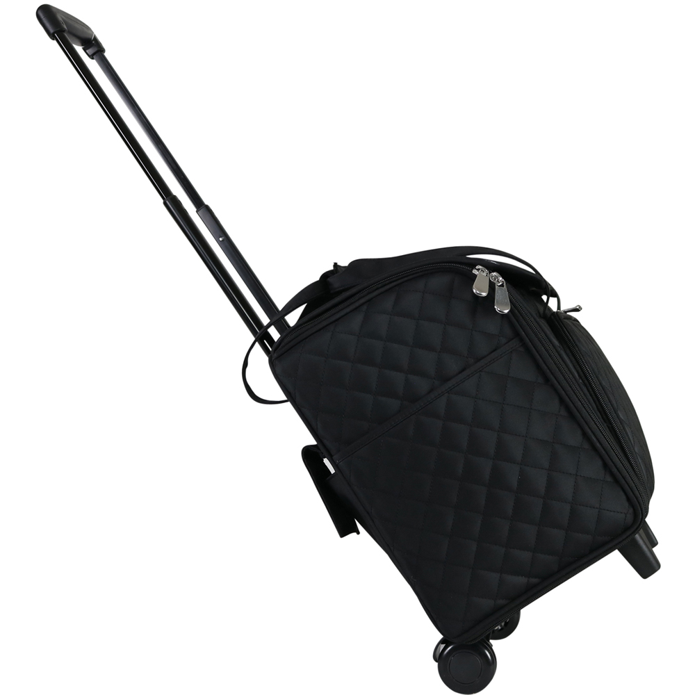 Everything Mary EVM13346-1 Black Quilted Rolling Sewing Tote Trolley Bag 43.2 x 22.9 x 33.7cm Image 6
